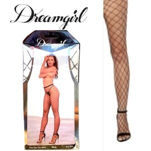 DREAMGIRL FishNet Women's Fence Pantyhose, Black, One Size fits most NWT